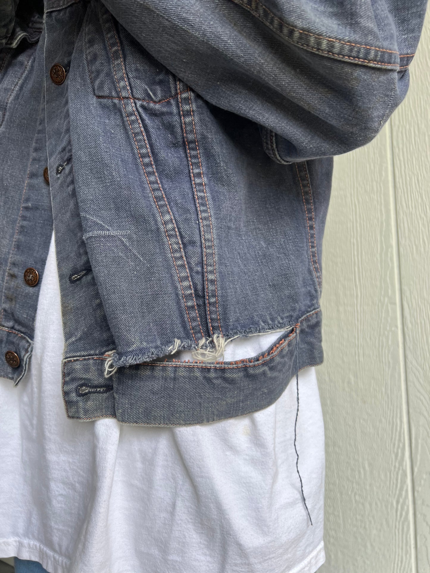 Vintage Faded + Distressed Denim Jacket