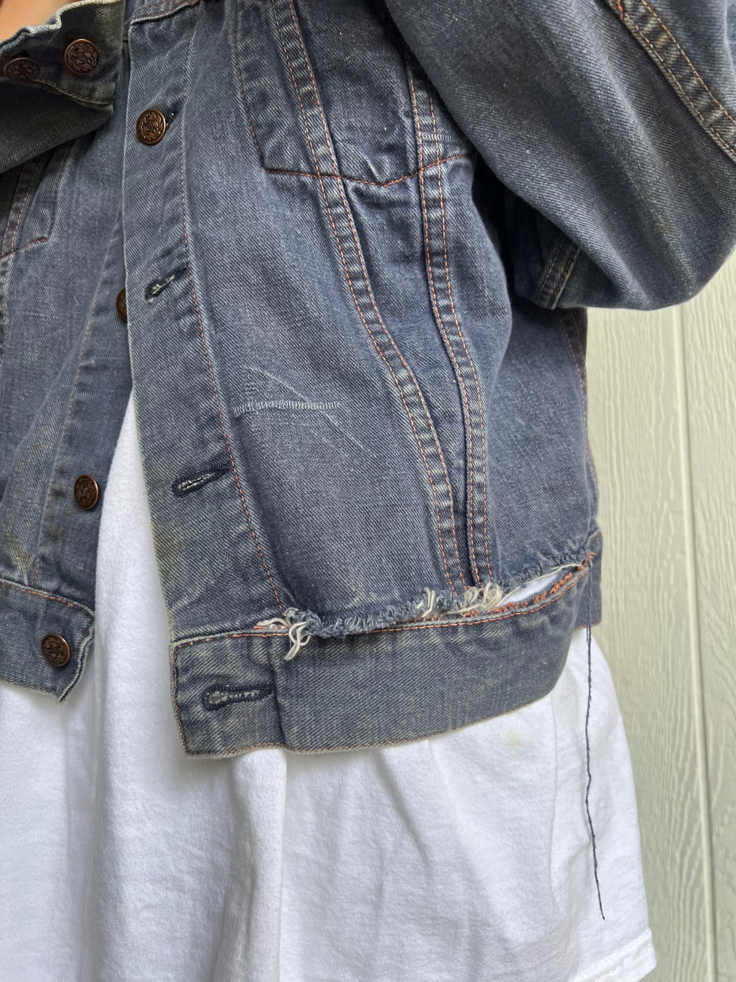 Vintage Faded + Distressed Denim Jacket