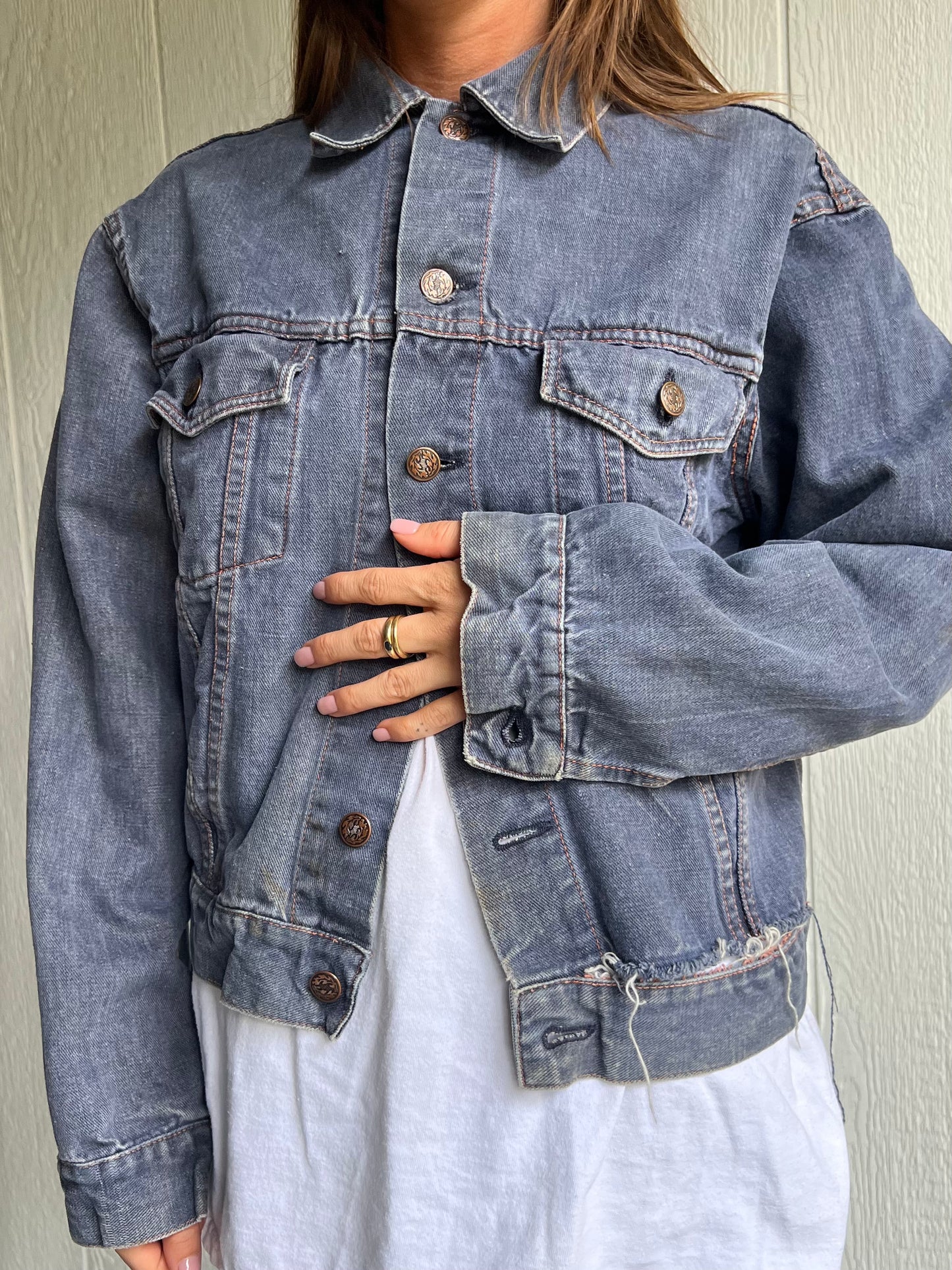 Vintage Faded + Distressed Denim Jacket