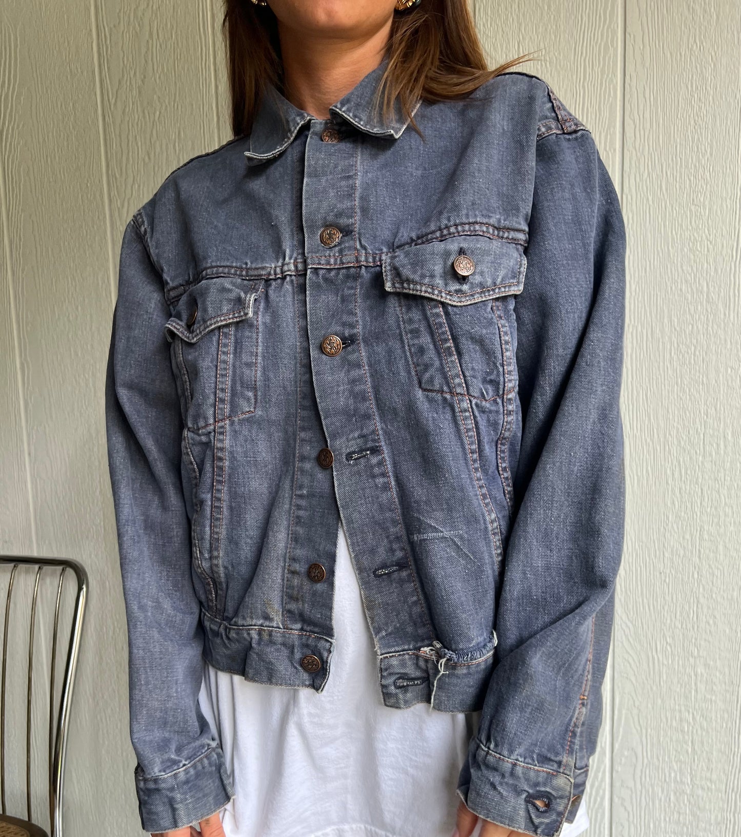 Vintage Faded + Distressed Denim Jacket