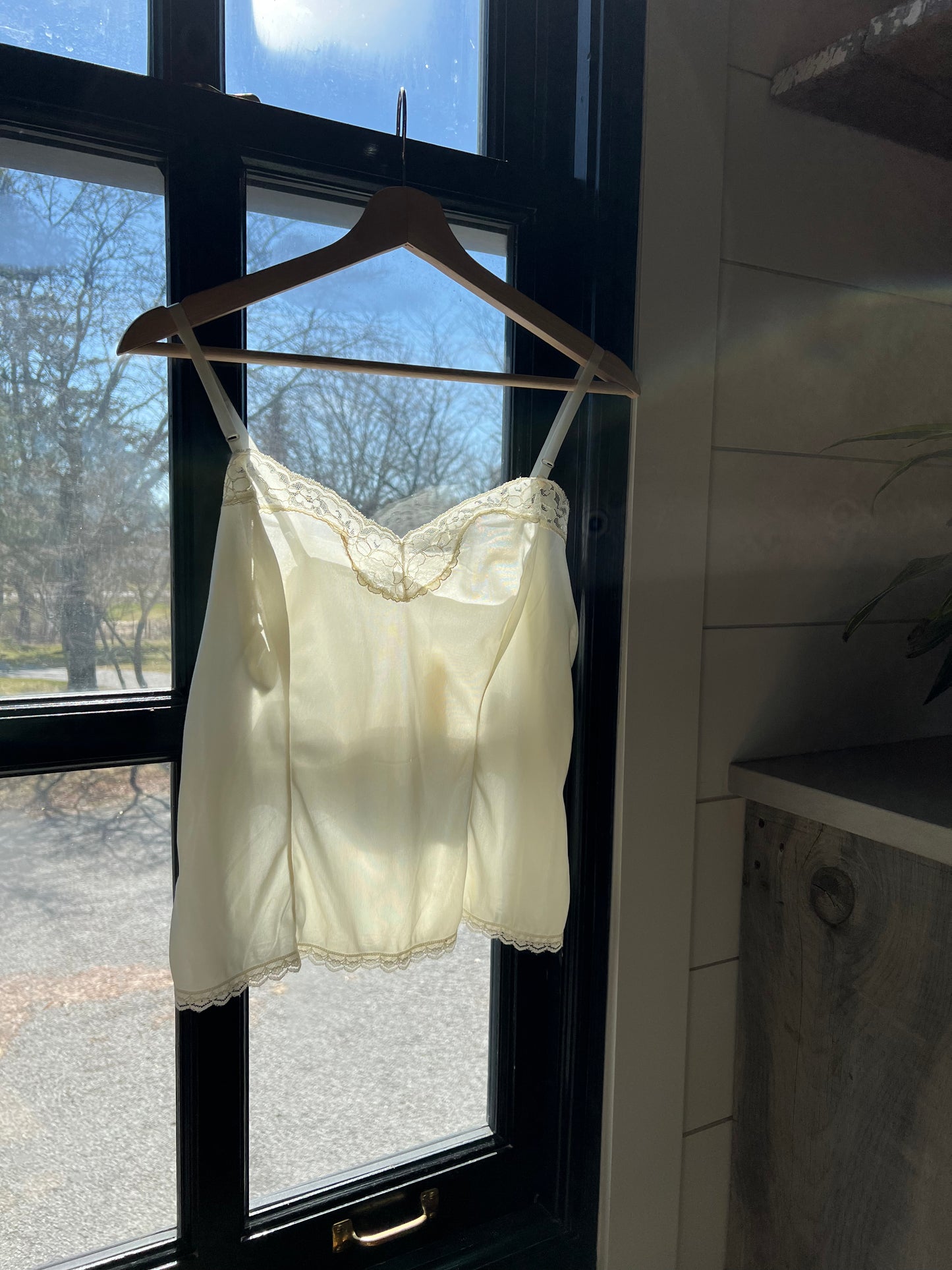 Cream Silky Slip Top